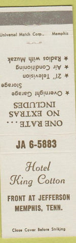 Matchbook Cover - Hotel King Cotton Memphis TN white