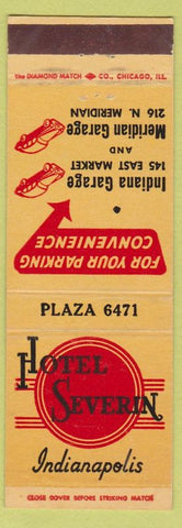 Matchbook Cover - Hotel Severin Indianapolis IN yellow