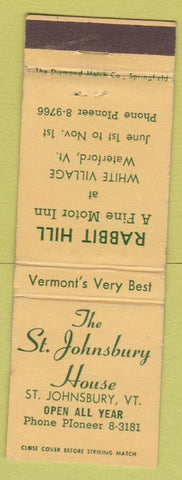 Matchbook Cover - ST Johnsbury House VT Rabbit Hill Motor Inn Waterford VT