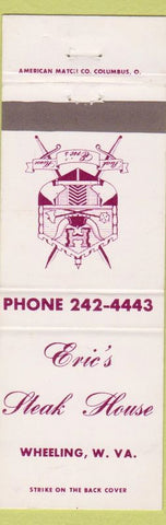 Matchbook Cover - Eric's Steak House Wheeling WV