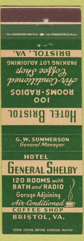 Matchbook Cover - Hotel Brisol VA