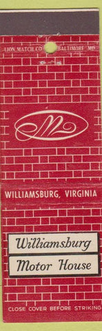 Matchbook Cover - Williamsburg Motor House VA