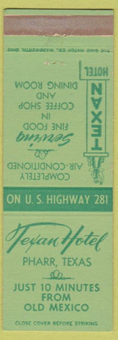 Matchbook Cover - Texan Hotel Pharr TX cowboy