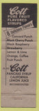 Matchbook Cover - Cott Fruit Syrup drink soda