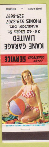 Matchbook Cover - Kane Garage Limited Hamilton ON pinup orange band
