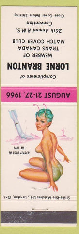 Matchbook Cover - Lorne Branton Match Collector RMS 1966 pinup Leader