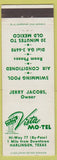 Matchbook Cover - Motel Vista Harlingen TX Jerry Jacobs