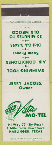 Matchbook Cover - Motel Vista Harlingen TX Jerry Jacobs