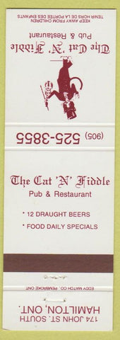 Matchbook Cover - Cat N Fiddle Pub Restaurant Hamilton ON