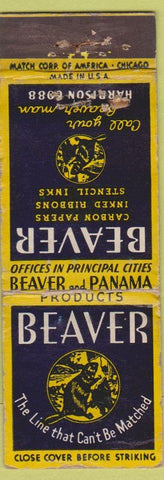 Matchbook Cover - Beaver Carbon Papers Ink Ribbons Chicago IL WORN