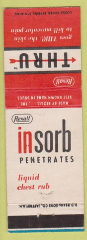 Matchbook Cover - Insorb Penetrates Liquid Chest Rub Rexall Drugs