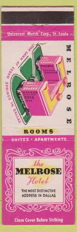 Matchbook Cover - Melrose Hotel Dalls TX