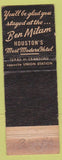 Matchbook Cover - Ben Milan Hotel Houston TX Black WEAR