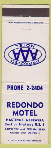 Matchbook Cover - Redondo Motel Hastings NE