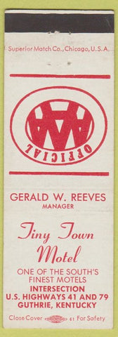 Matchbook Cover - Tiny Town Motel Guthrie KY