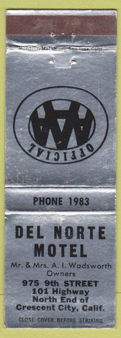 Matchbook Cover - Del Norte Motel Crescent City CA WEAR