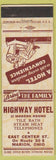 Matchbook Cover - Highway Hotel Marion OH