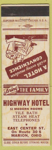 Matchbook Cover - Highway Hotel Marion OH