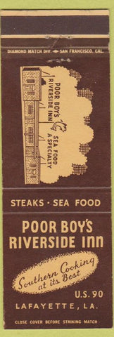 Matchbook Cover - Poor Boy's Riverside Inn Lafayette LA WEAR