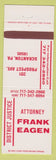 Matchbook Cover - Attorney Frank Egan District Justice election Scranton PA