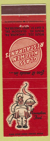 Matchbook Cover - Glass Kitchen Restaurants Lancaster West Chester PA Glasgow DE