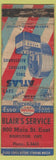 Matchbook Cover - Atlas Tires Blair's Service Hamilton ON POOR