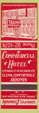 Matchbook Cover - Commercial Hotel Winnipeg MB