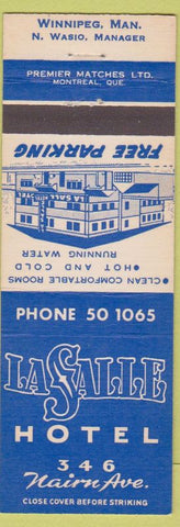 Matchbook Cover - LaSalle Hotel Winnipeg MB