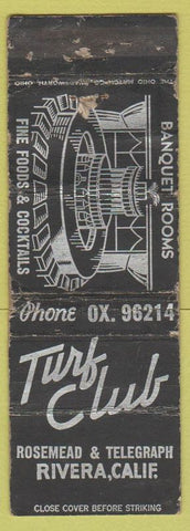Matchbook Cover - Turf Club Riveria CA POOR