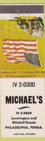 Matchbook Cover - Michael's Philadelphia PA Pizza Steaks Hoagies Flag