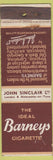 Matchbook Cover - Barneys Cigarettes John Sinclair London Newcastle WEAR