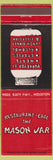 Matchbook Cover - Restaurant Cafe Mason Jar Houston TX Alfred E Newman