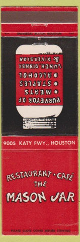 Matchbook Cover - Restaurant Cafe Mason Jar Houston TX Alfred E Newman