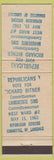 Matchbook Cover - Republicans Richard Bitner Margeurite Sims Lansdale PA 1962