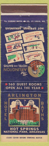 Matchbook Cover - Arlington Hotel Hot Springs National Park AR WORN