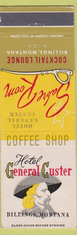 Matchbook Cover - General Custer Hotel Billings MT CREASES