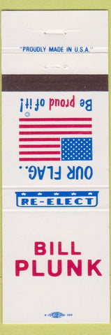 Matchbook Cover - Bill Plunk Election Chancery Clerk MS Mississippi