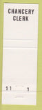 Matchbook Cover - Bill Plunk Election Chancery Clerk MS Mississippi
