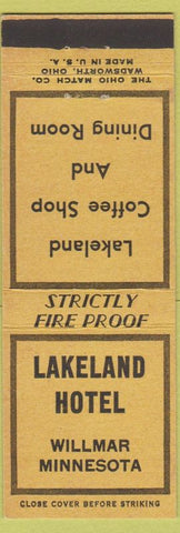 Matchbook Cover - Lakeland Hotel Willmar MN