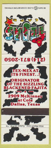 Matchbook Cover - Tejas Mexican Food Dallas TX Fajitas