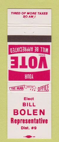 Matchbook Cover - Bill Bolen Representative Claremore OK?