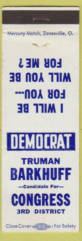 Matchbook Cover - Truman Barkhuff Congress MI Kalamazoo Calhoun Branch WEAR