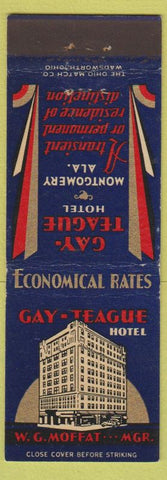 Matchbook Cover - Gay Teague Hotel Montgomery AL