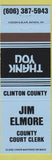 Matchbook Cover - Jim Elmore County Court Clerk Clinton County Albany KY