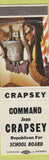 Matchbook Cover - Jean Crapsey Republican School Board election Rochester NY