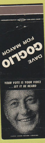 Matchbook Cover - Dave Goglio Mayor San Jose CA