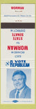 Matchbook Cover - Richard W Worman State Senate Indiana IN