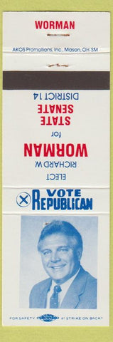 Matchbook Cover - Richard W Worman State Senate Indiana IN
