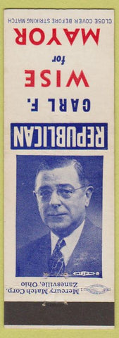 Matchbook Cover - Carl Wise Mayor election