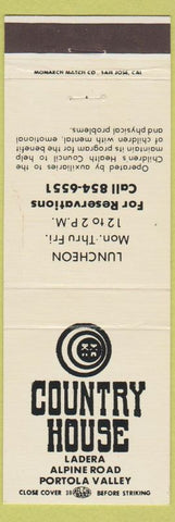 Matchbook Cover - Country House Portola Valley Menlo Park CA